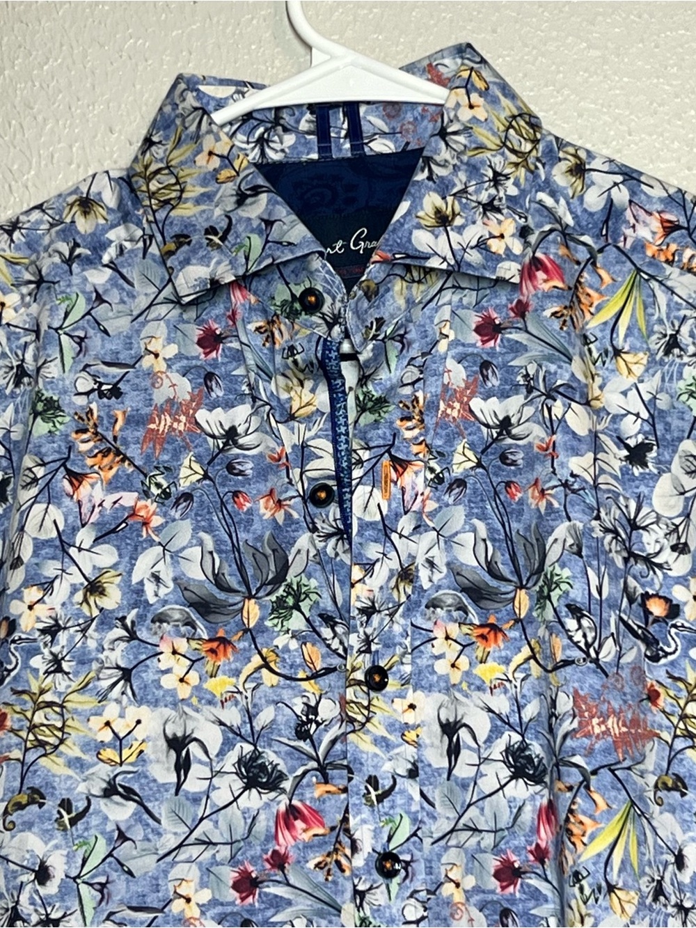 Robert Graham Modern Americana Shirt Mens Size Medium Short Sleeve Blue Floral